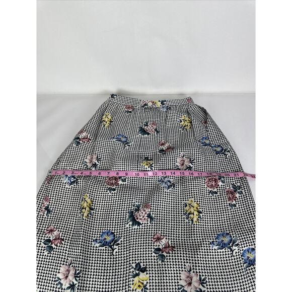 Vintage Fairy Chess Houndstooth Floral Skirt Size 6 - Picture 7 of 9
